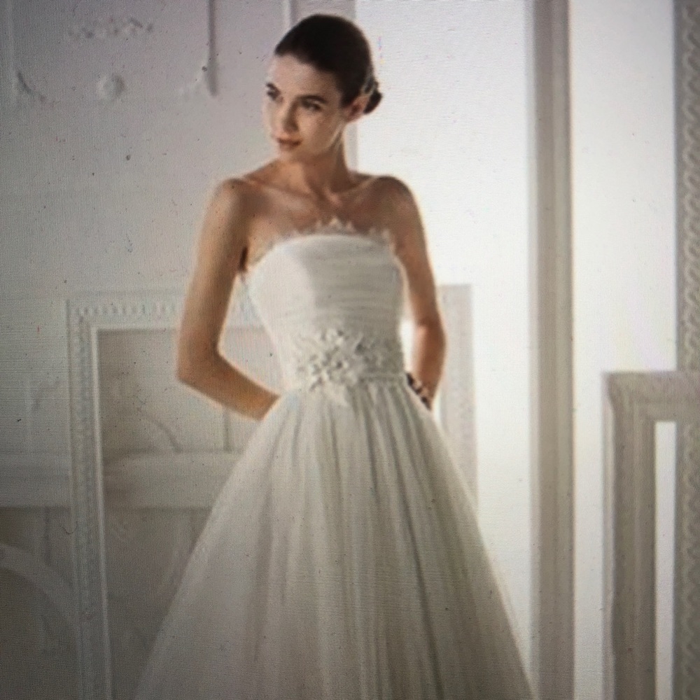 Natural Tulle Strapless Beaded "Ocana" gown